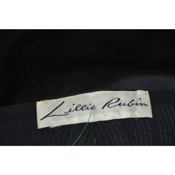 80s Lillie Rubin Evening Black White & Silver Sequins & Beads Butterfly Top - Picture 3 of 6